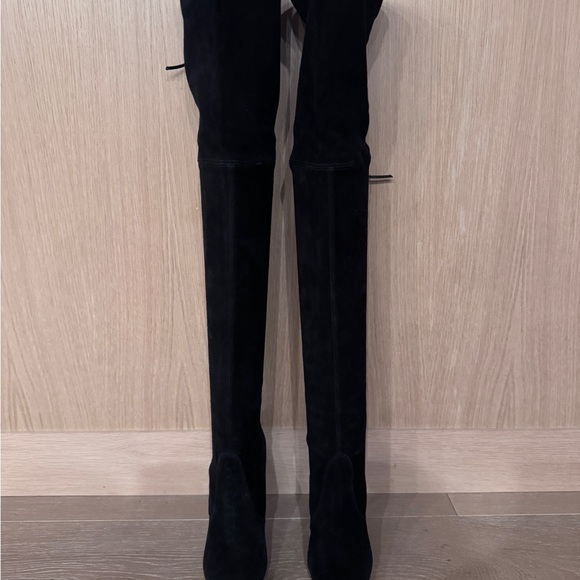 Stuart Weitzman Black Suede thigh high boots with tie size 6.5 - Picture 15 of 15